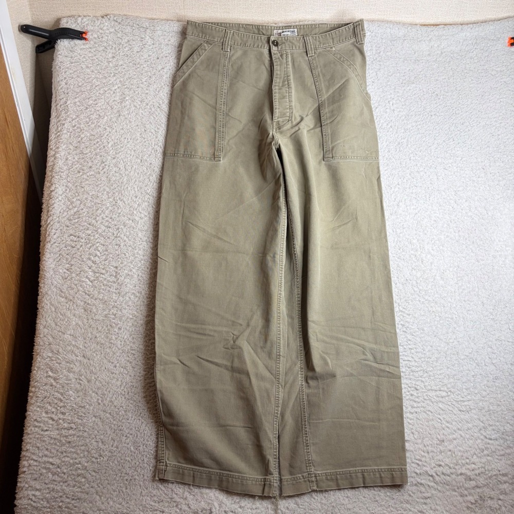 Vintage Abercrombie & Fitch Baker Military Pants Olive Drab 36R (34x31) Wide Leg